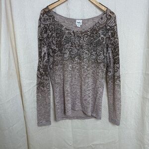Mesh Rhinestone embellished burnout top XL